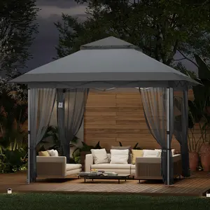 GARVEE 10x10ft Instant Pop Up Gazebos,Waterproof Canopy Tent with Mosquito Netting,Outdoor Canopy Shelter with Wheeled Carry Bag for Patio/Garden/Backyard/Party-All-Weather&All Season(White)