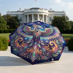 Starry Sky Phoenix Umbrella, portable and foldable design, 8 ribs, a casual accessory for Halloween, Christmas, and birthday gifts. Y260115027