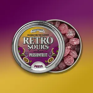 Retro Sours Passion Fruit Gummies, Bite-Sized Tangy Sweet Sour Candy Snack