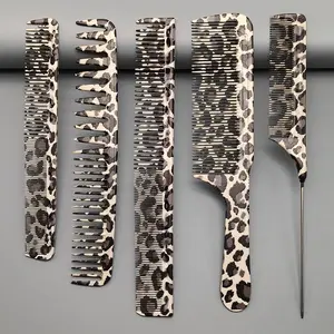 5pcs Hair Comb Set, Multiple Patterns, Professional Barber Combs, Durable PC Resin, Salon & Home Use, Gift for Beauty Salons, Barber Fade Combs