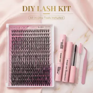 Cluster False Eyelash Kit — Feather-Light Style: Create a Natural, DIY Lash Extension Look. Includes Mixed Lengths (9–16mm) and 320 40D-Style Lash Clusters (Complete Tool Set Included).