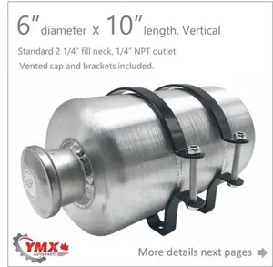 M290 JSD Aluminum Spun Fuel Tank 6×10 Vertical Fill 1 Gallon 1/4'' NPT