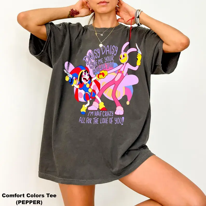 The Amazing Digital Circus Graphic T-Shirt, Unisex Comfy Breathable Cotton Crewneck, Oversized Fit for Everyday Style, Loose, Casual, Round Neck, Soft