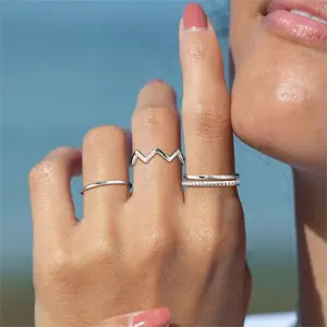 ChicSilver S925 4Pcs Stackable Plain Simple Band Knuckle Stacking 925 Sterling Silver Midi Rings Set for Women