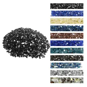 【FathersDayGift】VEVOR Fire Glass, 20 LBS / 9.0 KG High-Temperature Resistant Fireplace Rocks, 1/2-Inch / 12.7 mm Reflective & Smokeless Firepit Glass Rock, High Luster Stone Landscaping for Fire Pit Table, Black