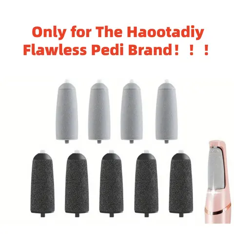 9Pcs(4 Regular & 5 Extra Coarse) Haootadiy Flawless Pedi Replacement Heads - Exfoliate Pedicure Tool, 2.34in Plastic Callus Remover, Washable Reusable Quartz Sand Foot Grinder, Easy-Install Home Improvement Accessory (Machine Excluded), 9Pcs(4 Regular And