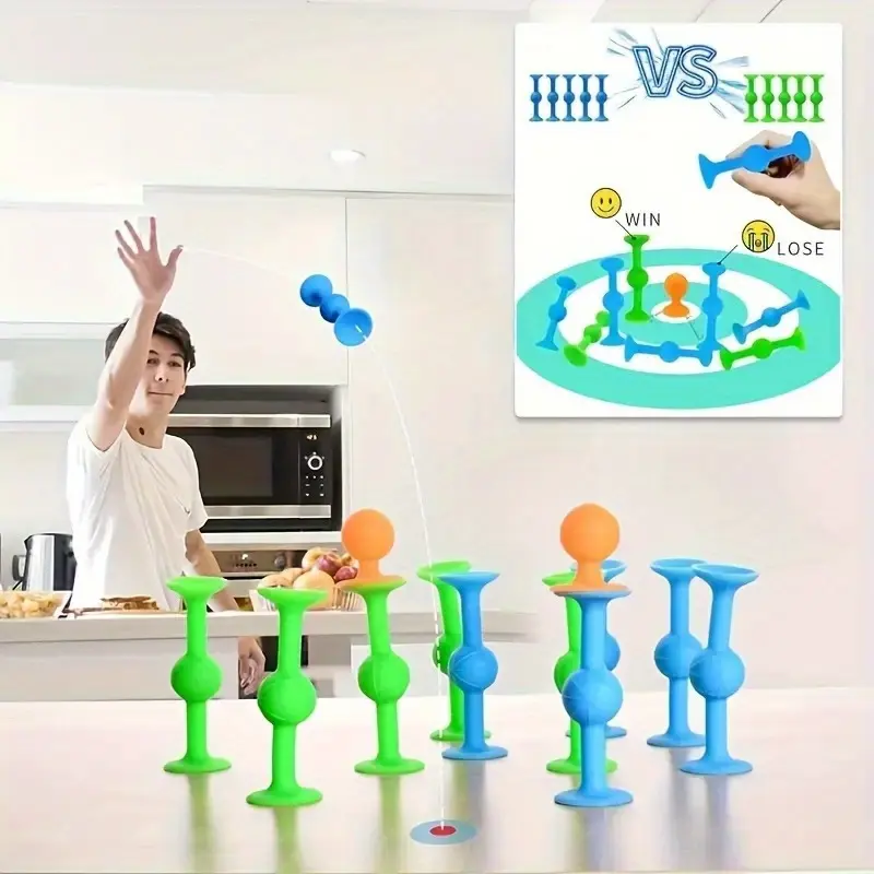 16 Piece IC Dart Suction Cup Throwing Set, Including 8 Dart Heads and 8 Dart Like Arrows - Strong Suction/refrigerator/whiteboard - Indoor/outdoor Party Games, Sports Day, Team Building, Family Competitions - Non Penetrating Darts, Darts Gear, Darts Sets