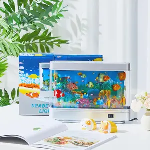 Artificial Tropical Fish Tank Lamp Decorative Sensory Aquarium Lamp Virtual Move Ocean  Mood Night Light Room Table Decoration