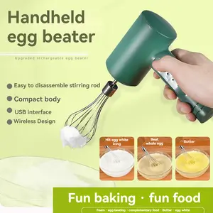 Handheld Electric Whisk , Hand Held Egg Beater with 2 Detachable Stir Whisks, Cordless Hand Mixer, For Baking, Whipping, Dough , Easy to Clean, Perfect for Home Bakers, SummerEssentials