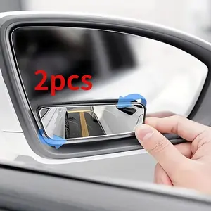 2pcs Car blind spot assist reverse mirror reflective rearview mirror small square mirror 360 degree adjustable wide-angle rearview blind spot mirror