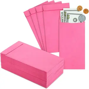Pack of 100 Pink Money Envelopes 6.5 x 3.5 in 100gsm for Cash & Money Saving Challenge Secure Seal Flap for Coin & Budget Storage