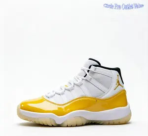 New Full Packaging Box Breathable Off White Textile Shiny Mustard Yellow Patent High Cut Vintage Basketball Shoes Thick Foam Shock Cushion Midsole Cream Amber Transparent Grooved Rubber Outsole Lightweight Urban Casual Sports Trainers