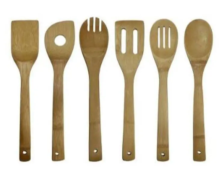 212 MAIN 6-Piece Strong Bamboo Kitchen Utensils Set - 11.75in Wooden Cooking Utensil Tools with Spoon, Spatula, Turner, Slotted Tips, Organizer - Easy Clean, Fits Organizer, Camp Kitchen Gift for Housewarming,Camping