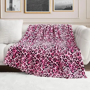 Pink leopard print, suitable for office, camping and travel | Machine-washable blanket for sofa beds, living rooms and bedrooms, warm all-season air conditioning blanket, ultra-soft, fluffy and skin-friendly throw blanket