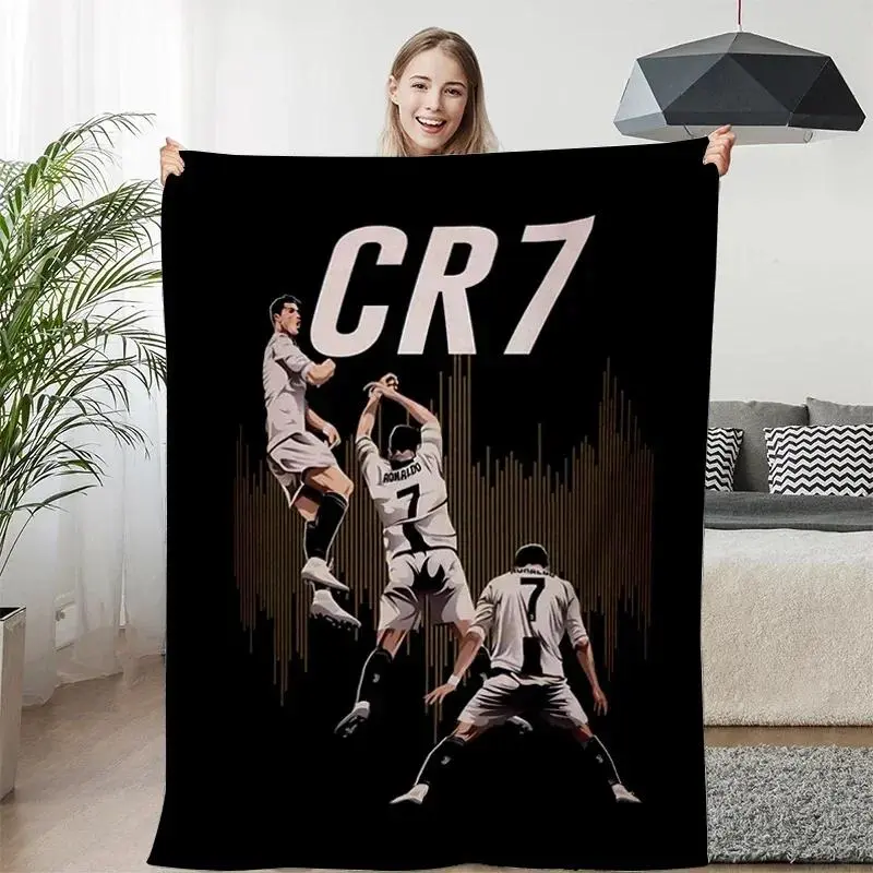 Fluffy Microfiber Fleece Throw Blanket - Winter Warm Cristiano Ronaldo C-Print King Size Polyester Bedding for Sofa, Bed, Contemporary Design with Soft Blanket Vibes, Fleece Throw Blankets