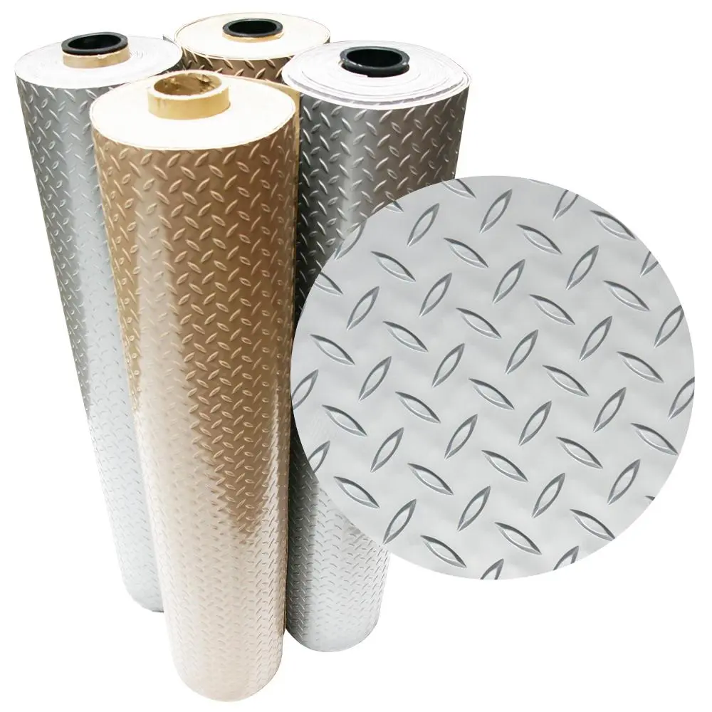 Rubber-Cal "Diamond-Plate Metallic" PVC Flooring - 2.5mm Thick