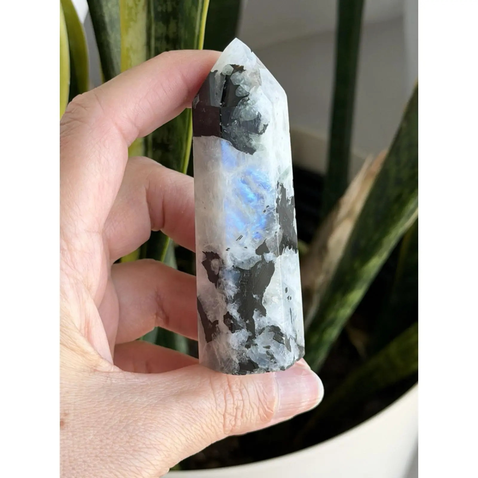 Rainbow Moonstone Tower - Natural Crystal Healing Stone for Energy Balancing and Meditation