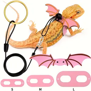 Adjustable Bearded Dragon Leash with Bat Wings - Soft, Comfortable Lizard Harness for Small Reptiles and Amphibians |   Multiple Colors (Orange, Pink, Black) |   Safe and Stylish Outdoor Adventure Design, Reptile Accessories