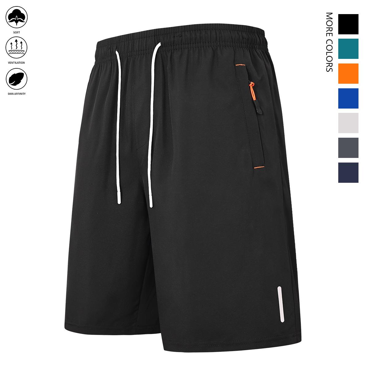 5-piece set of quick-drying and comfortable shorts, men's casual non-elastic elastic waist drawstring shorts with zipped pockets, suitable for summer gym workouts and training.