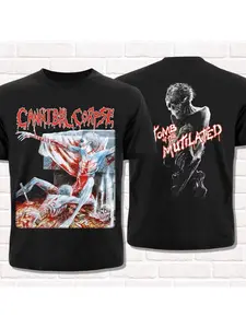 Black T-shirt of Cannibal Corpse, 1992 Tomb of The Corpse, Metal T-shirt, Suitable for Both Men and Women, Short Sleeved, Round Neck, High Street Streetwear Casual Sports, Loose and Comfortable