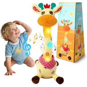 Dancing Talking Giraffe Toy Stuffed Plush, Cute Interactive Talking Giraffe Gift  Girls Boys Kids, Musical Baby Toys Singing 10 Children's Song Repeats What You Say (Dancing Giraffe)