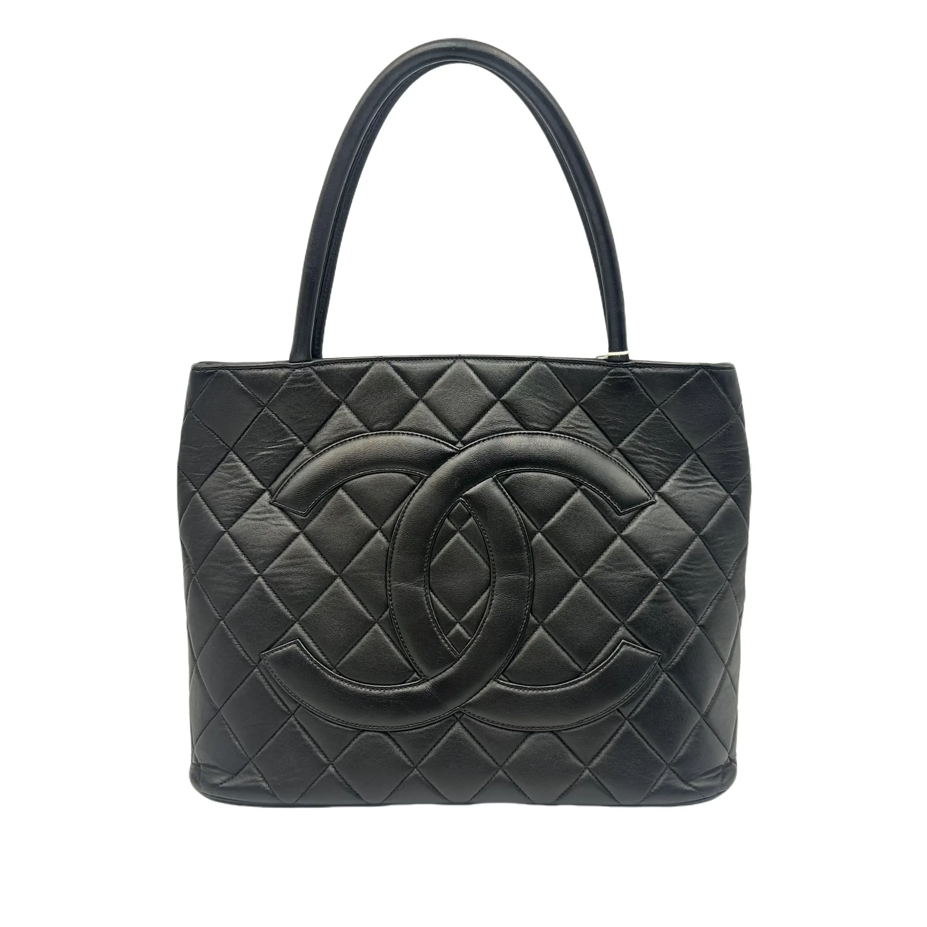 Pre-owned CHANEL HZ8 Hilton Tote Bag, Black Lambskin 70970