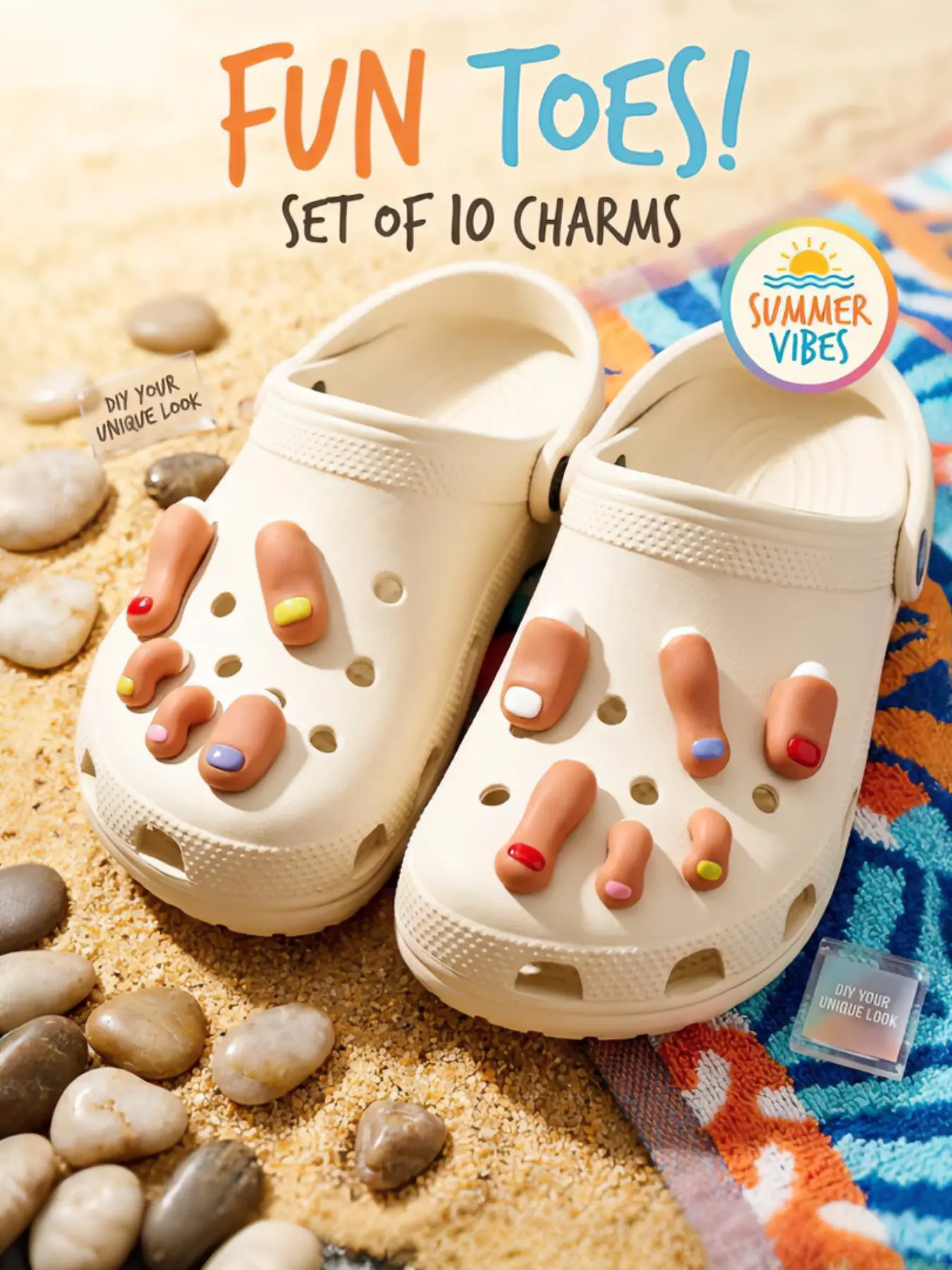 10 cartoon toe designs, clogs slipper decorations, creative solid color designs, casual style, suitable for all seasons.(Friendly reminder: This product does not include shoes; only decorative accessories are sold.)