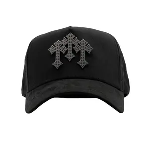 Chrome Blackout Hats – Vintage Mesh Snapback Hat for Men & Women, Y2K Streetwear Adjustable Cap, Breathable Blackout Cross Embroidery, Everyday Drip Festival Summer Hat Unisex