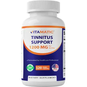 Vitamatic Edible Tinnitus Relief Dietary Vitamin Mineral Supplement - 120 Veggie Capsules, 1200 mg Per Serving, GMP-Certified Multi-Ingredient Non-GMO Gluten-Free, Supports Ear Health, Reduces Ear Ringing, Vitamins Mineral Supplements