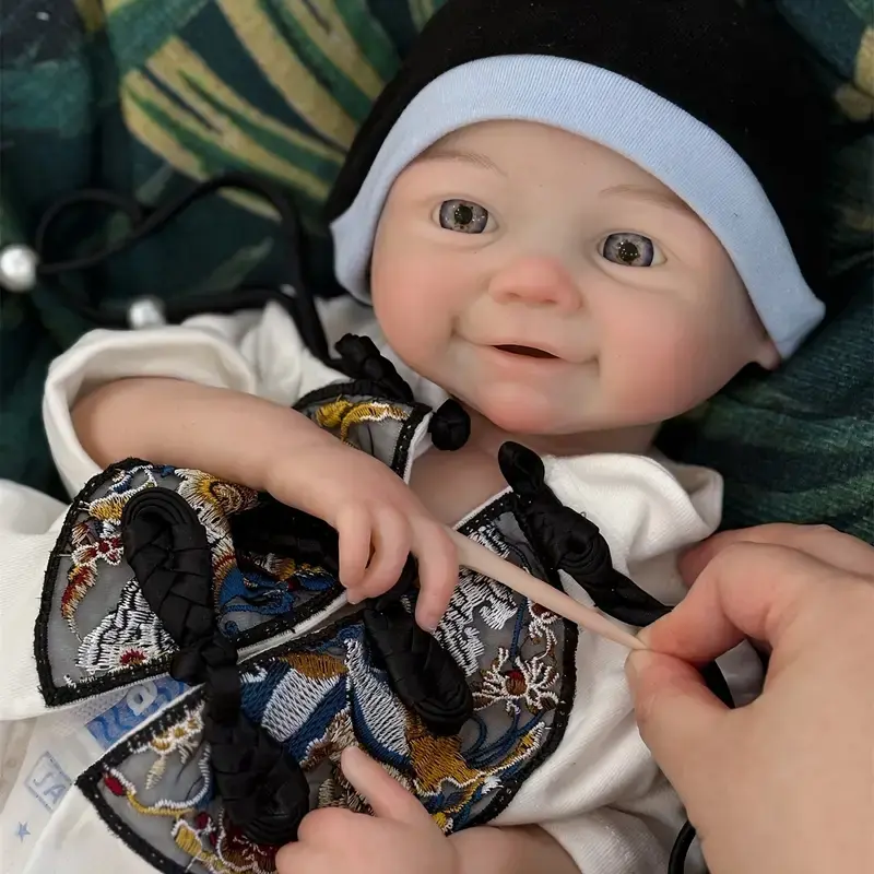 Otarddolls 1PC 17in (42-43cm) Realistic Reborn Newborn Baby Doll - Full Body Solid Silicone Girl Doll, Painted Bald Head, 3D Painted Waterproof Skin, Handmade Flexible Lifelike Soft Cuddly Gift for Children, Realistic Newborn Doll
