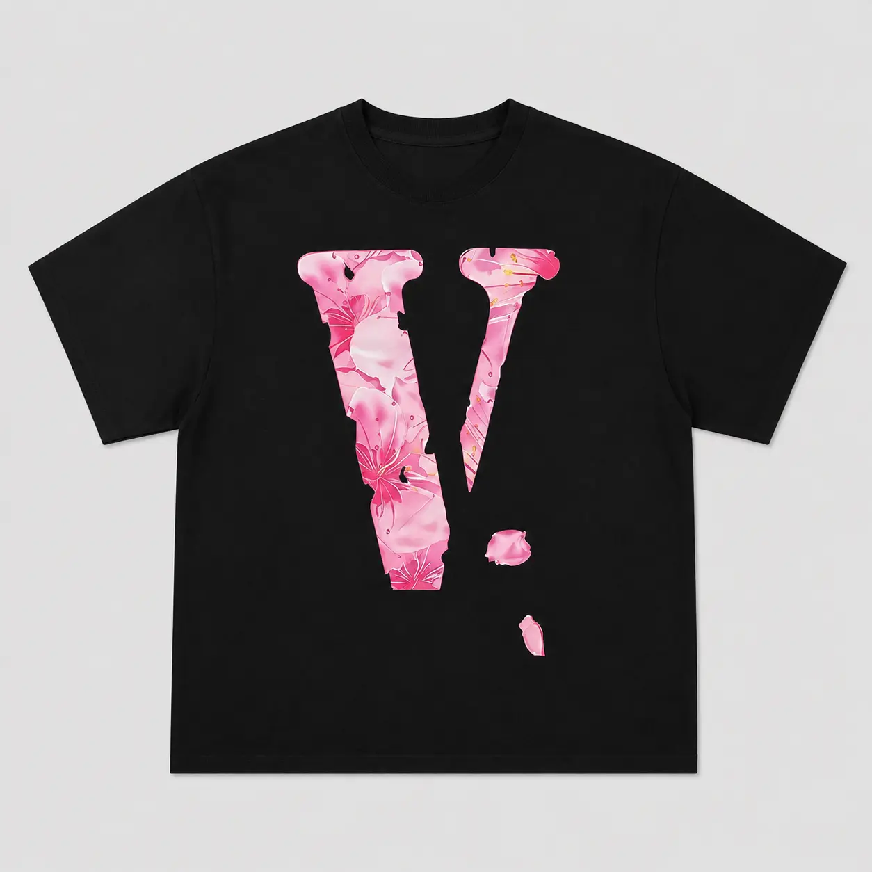 Kids Girls Letter V T-Shirt, Pink Floral Initial Graphic Tee, Cute Short Sleeve Crewneck Shirt for Little Girls, Soft Casual Summer Top, Alphabet V Shirt for School Day, Birthday Gift, Playwear Outfit, Black White
