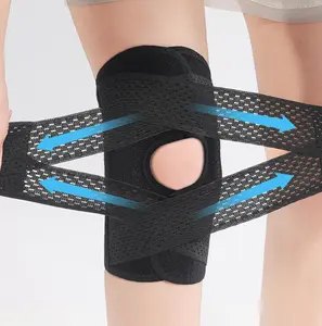 2pc Adjustable Patellar Knee Brace with Side Stabilizers - Medium-Stretch Fabric, Pull-On Closure, Breathable Compression Sleeves, Ergonomic Design for Meniscal Tear Support, Professional Sports & Daily Use Knee Braces