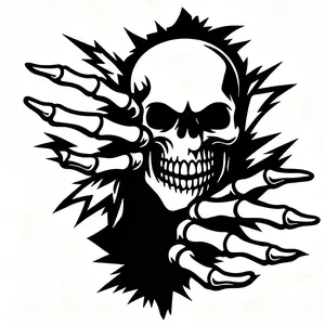 Gothic Metal Wall Decor, Iron Skull and Skeleton Hand Art, Weather-Resistant Hanging Decoration, Halloween, Christmas, Gothic Party Decor