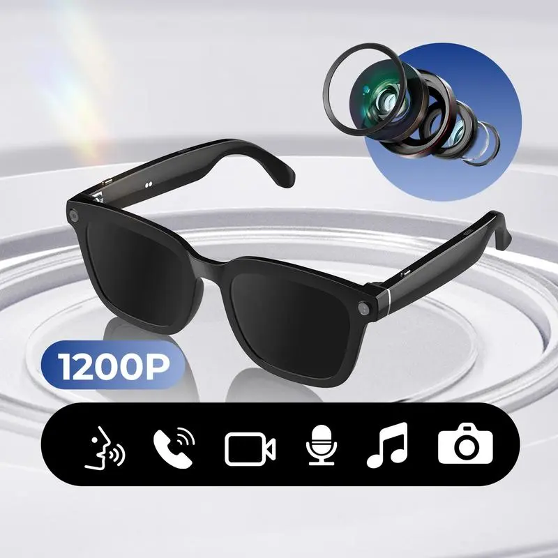 Smart AI Multi-Functional Bluetooth Audio Glasses, Wireless Smart Glasses, Wearable Smart Glasses - 500MP HD Camera & 1080P Video Recording Function - with Image Recognition, Language Translation - Dual-Mode Bluetooth & Wi-Fi Connectivity