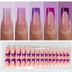 French Tip Press On Nails – Purple Series, Medium Square, Gel Nail Tips Starter Kit | 150PCS, 15 Sizes, 5 Styles, Beginner-Friendly, DIY Nail Extensions for Women, Salon-Quality, Nail Kit Set, Fake Nails Set