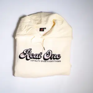 Cream Essential Hoodie - 100% Cotton Fleece Lined with Embroidered Design & Classic Patch for Maximum Comfort