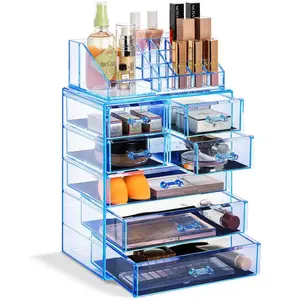 Blue Clear Makeup Organizer Sorbus