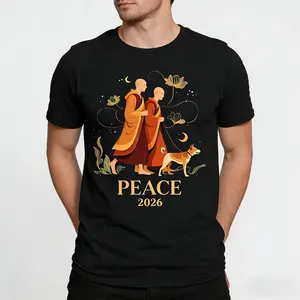 Peace Walking Monks and Aloka Dog Walk for Peace Men Women T Shirt