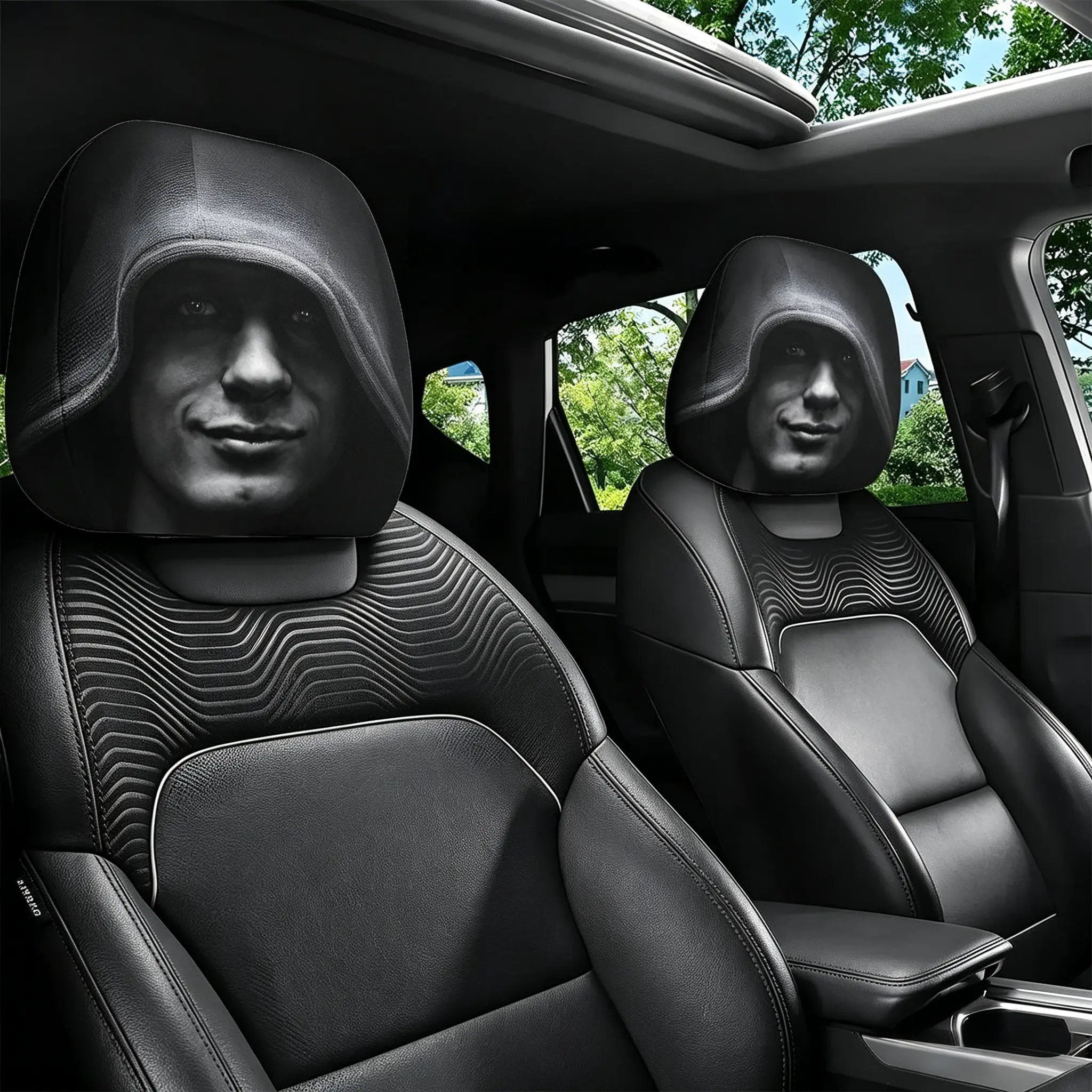 Deals For You Days Mysterious Hooded Figure Headrest Covers 2 Pack, Dark Gothic Style Universal Car Seat Decor, Durable Interior Parts for Daily Commute & Auto Decoration，Universal Auto Seat Accessories，Great Gift for Car Lovers, Cars, Accessories For Car