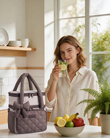 LOVEVOOK Insulated Lunch Bag Women,Expandable Double Deck Adult Lunch Box Women with Cup Holder,Bow Quilted Puffer Lunch Tote,Large Leakproof Collapsible Cooler Bag for Work College Picnic Meal Prep LOVEVOOK Insulated Lunch Bag Women,Expandable Double Deck Adult Lunch Box Women with Cup Holder,Bow Quilted Puffer Lunch Tote,Large Leakproof Collapsible Cooler Bag for Work College Picnic Meal Prep