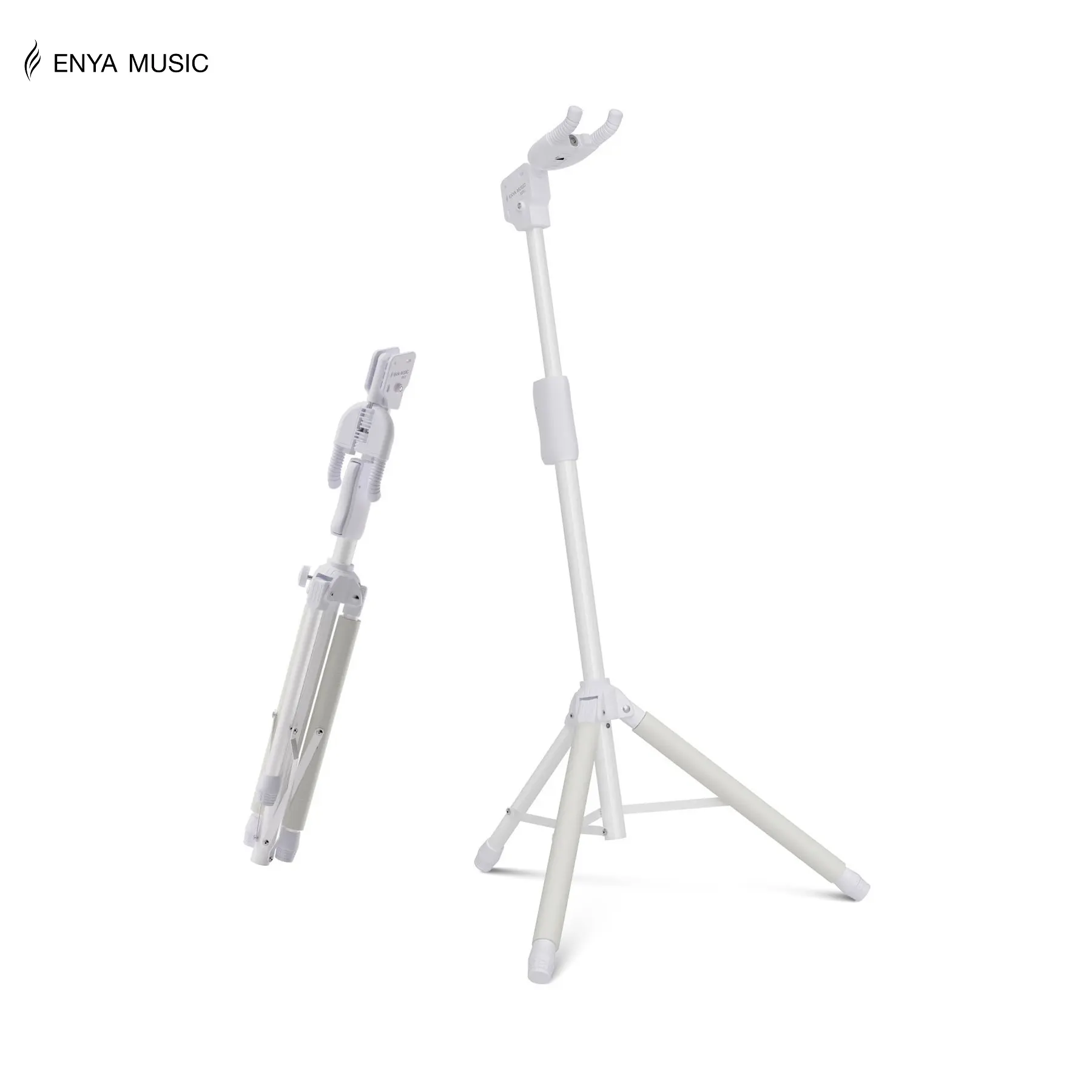 【Enya Guitar Stand】 Adjustable White Guitar Holder with Auto-Open Hook, Rust-Proof Steel & Non-Slip Padding, Foldable Tri-Pod Design for Acoustic & Electric Guitars, 30"-39" Adjustable Height(EGS1)  Christmas Gift, TikTokShopHolidayHaul