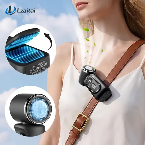 Battery Powered Clip-On Mini Fan - 5-Speed Adjustable, 3000mAh Battery, Thermoelectric Contact Plate, USB Port, Compact, Handheld for Easy Carry, Cooling for Outdoor Activities, Strollers