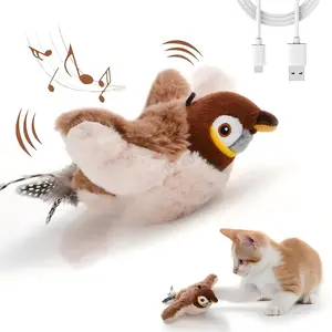 2025 New Version Flapping Bird Cat Toy (DON'T FLY), Puppy Toy, Lifelike Bird Chirp, Pets Gift, Touch-Activated Kitten Toy Rechargeable, Interactive Cat Exercise Toys