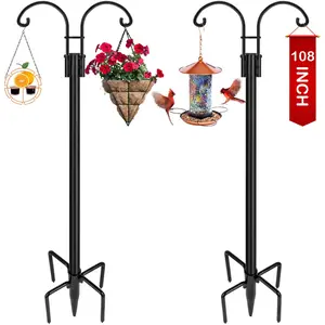 XDW-GIFTS 2-Pack Heavy Duty Multi-Use Hook Poles with 5 Base Prongs - Outdoor Backyard Garden Accessories for Hanging Bird Feeders, Garden Decor - Father’s Day Gifts for Dads