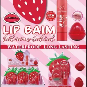 Strawberry Waterproof Long Lasting Lip Balm set- New Colors - Balsamo Labial - Long-Lasting Formula - Strawberry Design