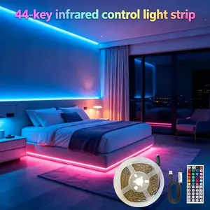 A 3535 RGB LED light strip with infrared functionality, remotely controlled by a 44-key controller. Suitable for decorating living rooms, bedrooms, computer rooms, and for party and holiday decorations.