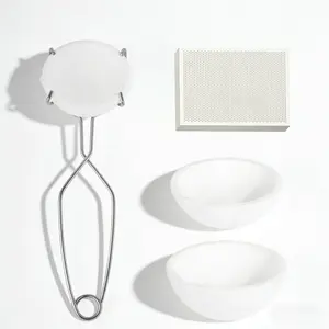 High Temp Gold Melting Kit Ceramic Crucible Bowls with Tongs & Ceramic Soldering Board for Jewelry Making