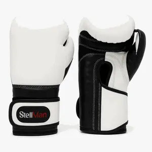 Stellman Multi-Padded 2-Tone Grappling Gloves, White/Black Leather, Sports & Outdoor Accessory, Two-Tone