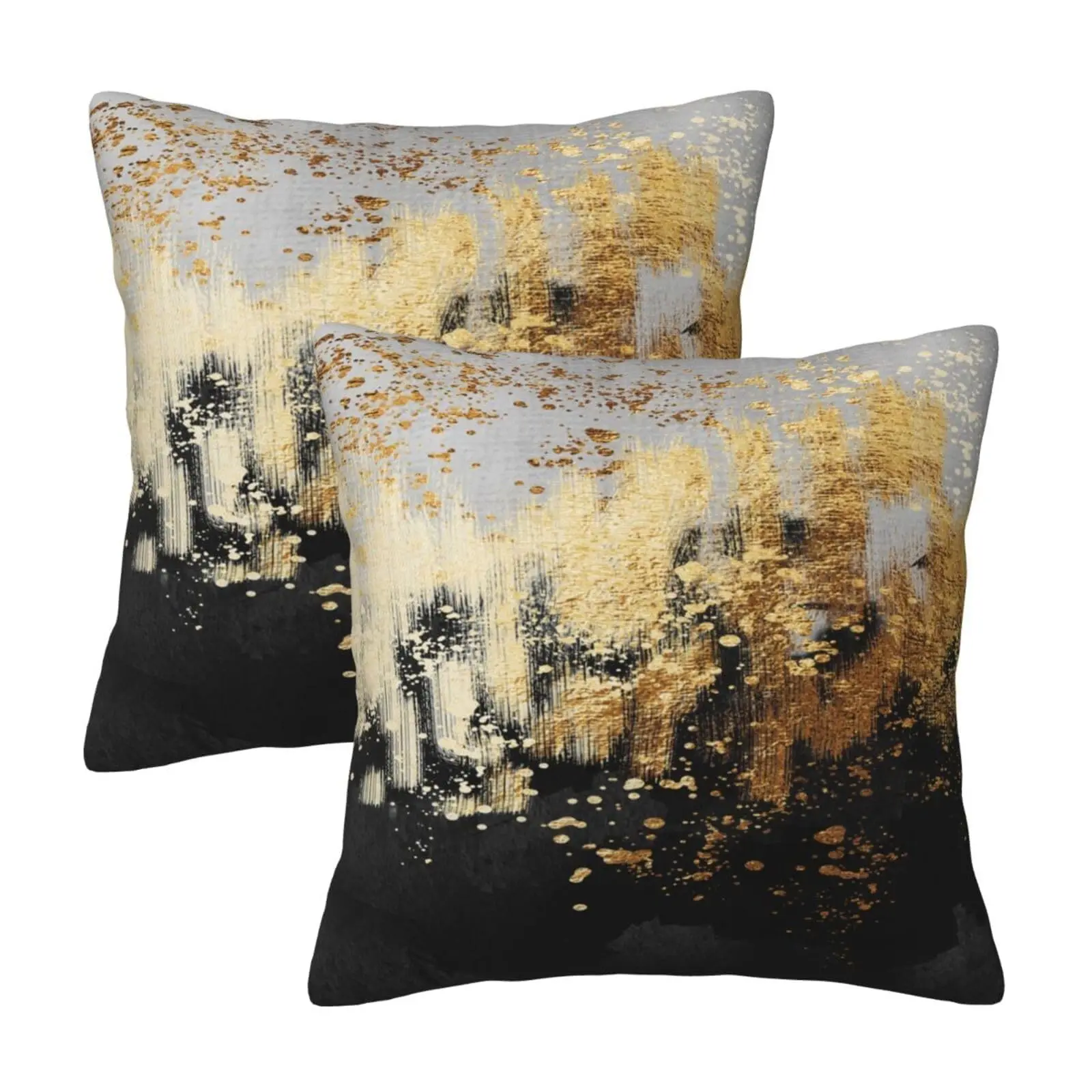 2pc and Gold Pillow Covers Set, 18x18 Inch Decorative Pillows, Soft Abstract Art Cushion Cases, Sofa Living Room Bedroom Home Decor, Home Textile, Bedroom Decorative Accessories