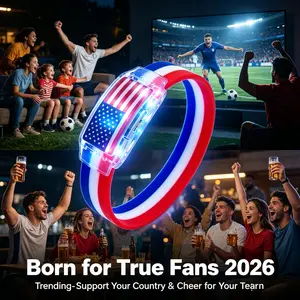 2026 LED Flashing Silicone Wristband National Flag Luminous Bracelet Night Event Decor